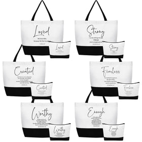 Abbylike 12-pcs Christian gift bags front view, durable canvas for daily use.