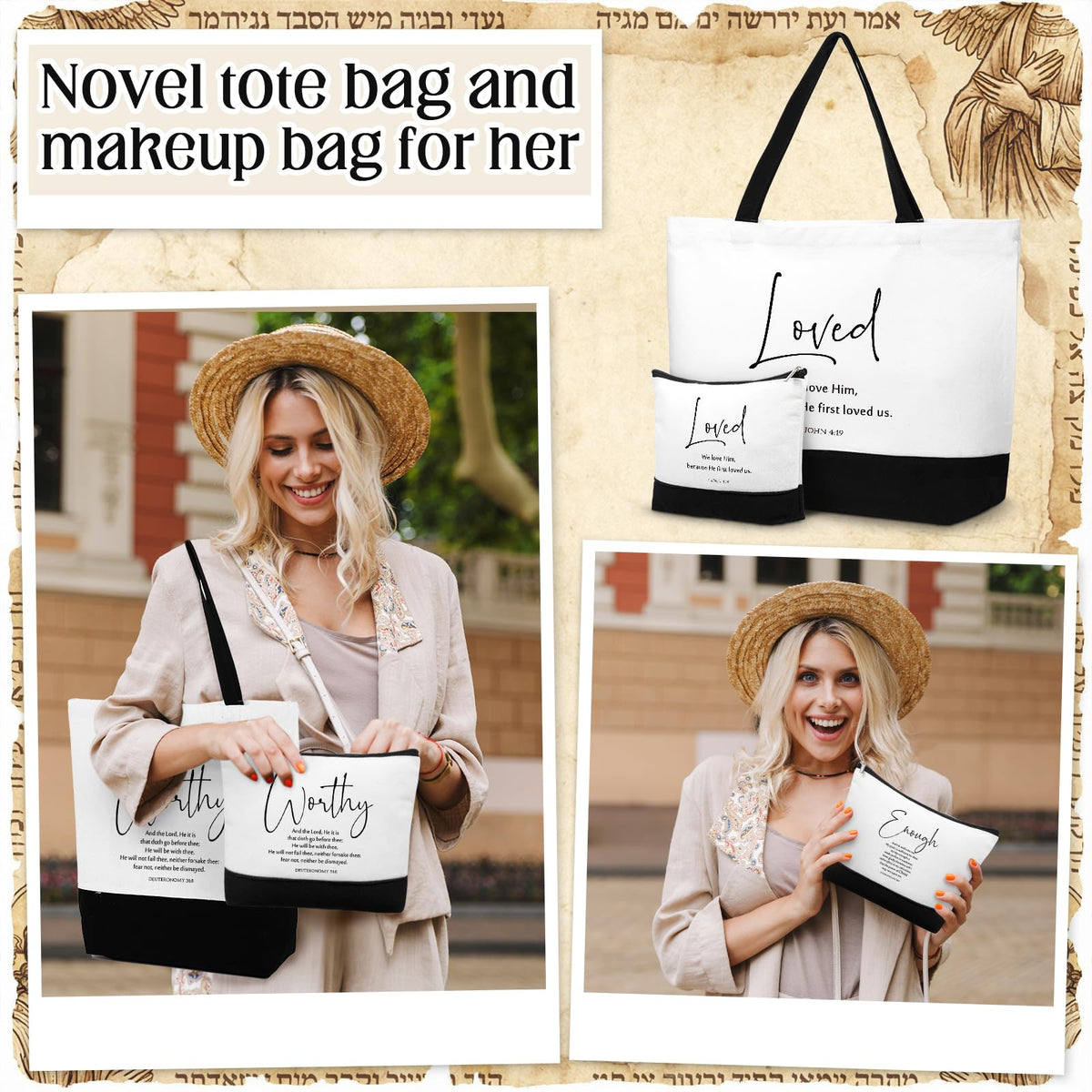 Abbylike 12-pcs Christian gift bags side pocket detail for easy organization.