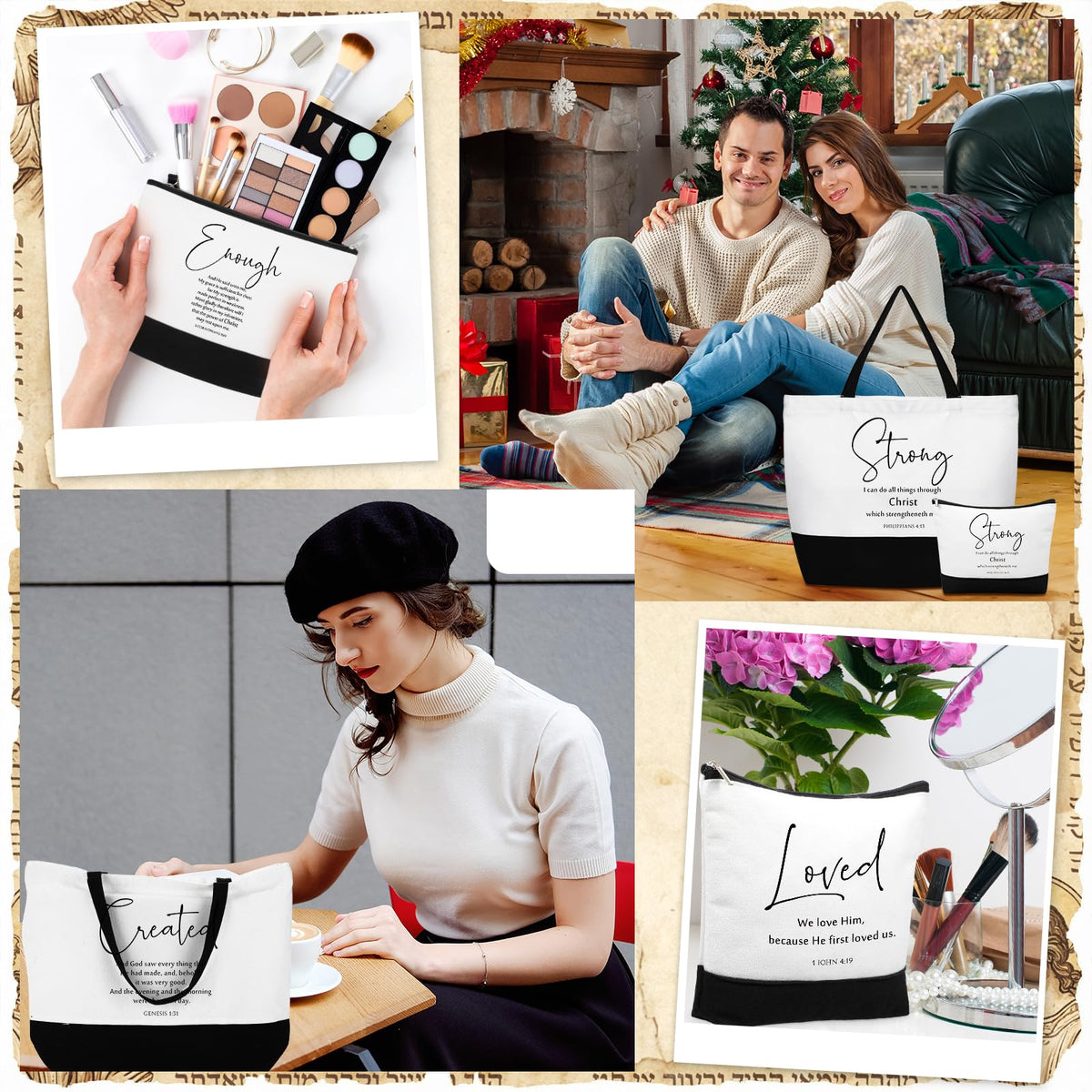 Abbylike Bible verse design on tote for faith-inspired style.