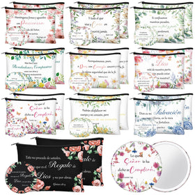 Abbylike Bible verse makeup bag set with colorful designs for daily organization.
