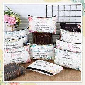 Abbylike Christian compact mirror set shows scripture and bright florals for touch-ups.