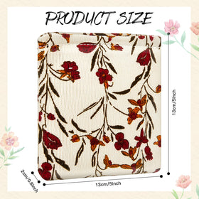 Abbylike corduroy makeup bag close-up highlights durable fabric and floral pattern.