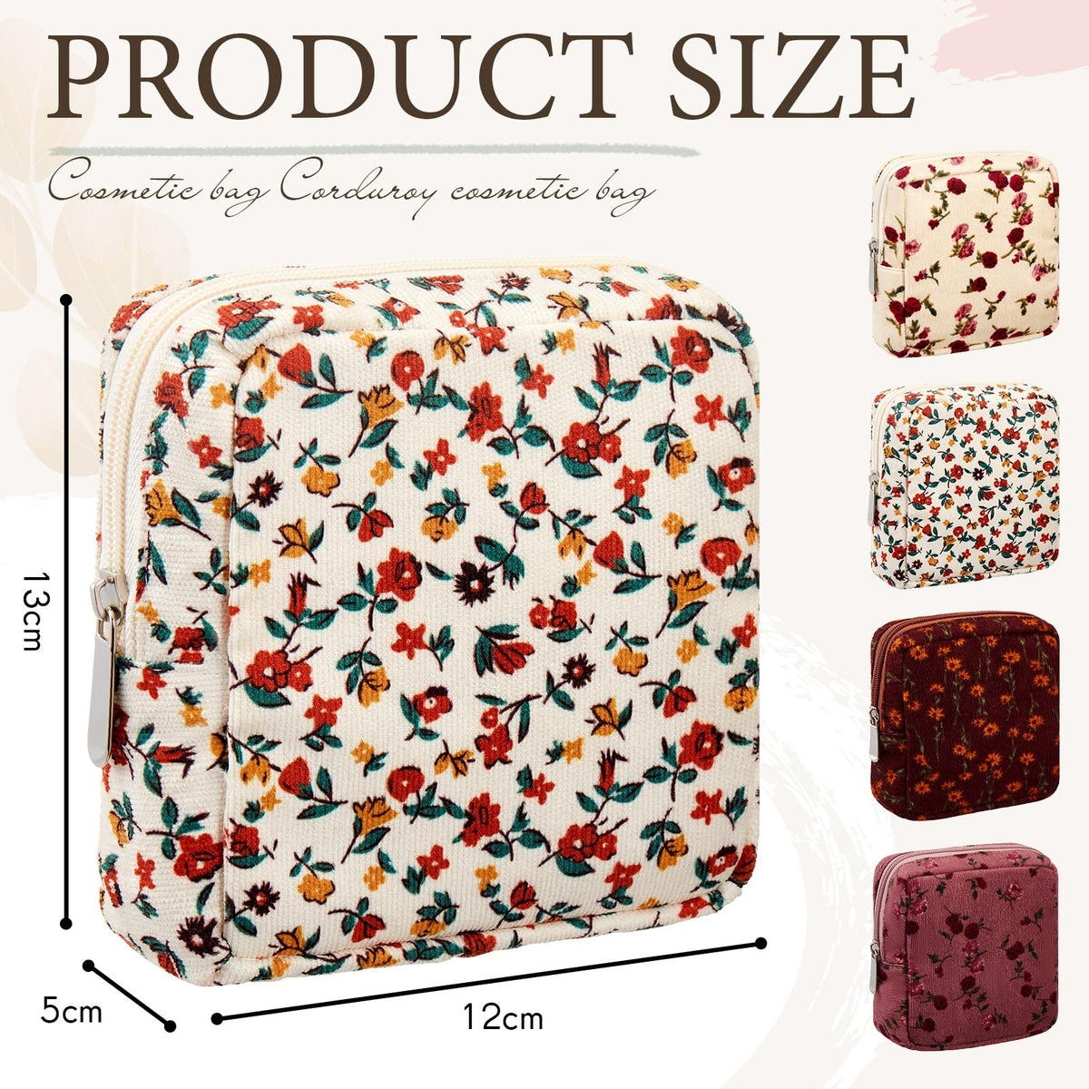 Abbylike corduroy purses in rose, sturdy outer fabric for daily use.