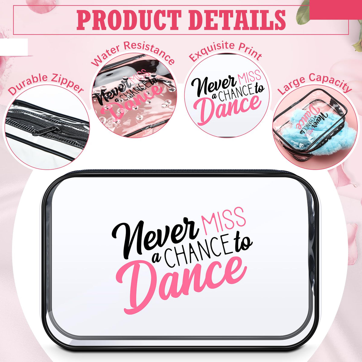 Abbylike dance team bags waterproof PVC case protects cosmetics during travel