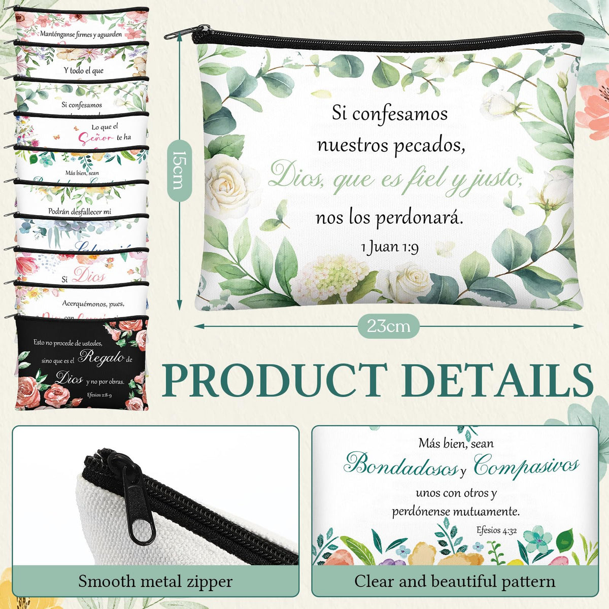 Abbylike durable canvas makeup bags with sturdy zippers and easy cleaning.