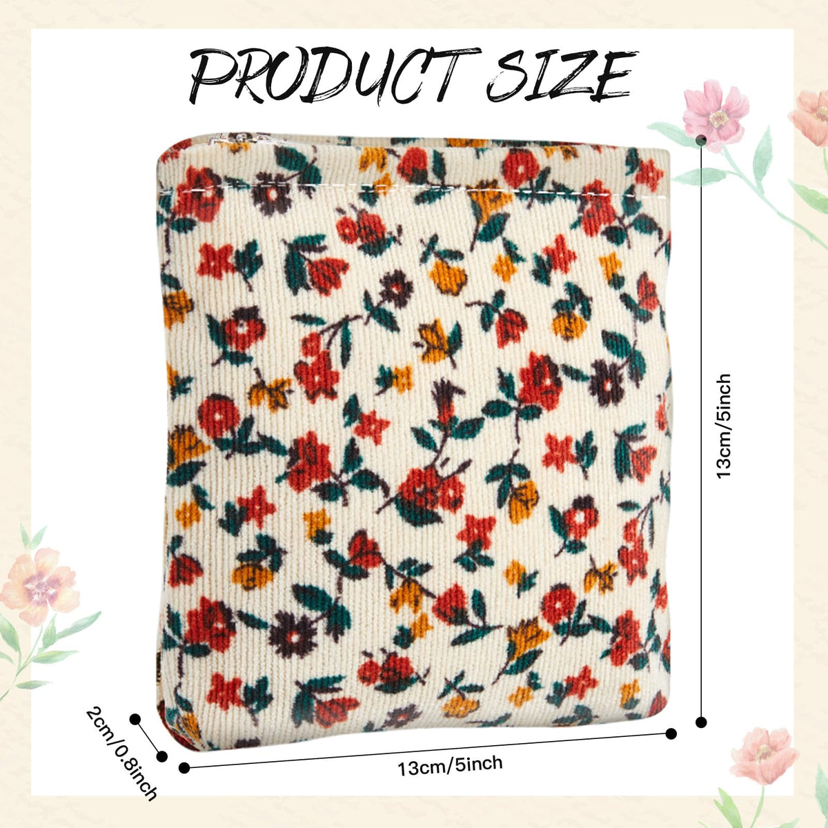 Abbylike floral corduroy pouch showcases feminine design for stylish daytime use.