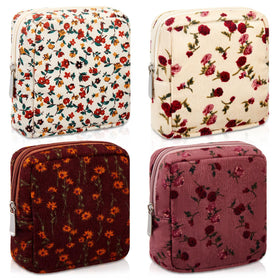 Abbylike floral makeup bags 4pc set in rose, ideal for organizing cosmetics on the go.
