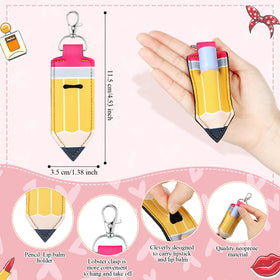 Abbylike pencil-design lipstick holder keychain for easy access on bags or belts.