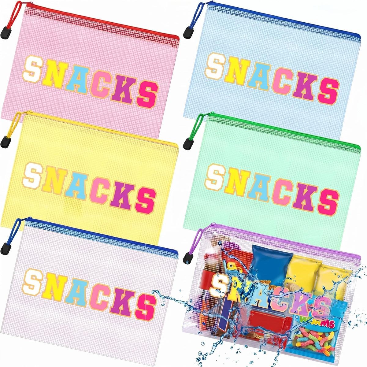 Abbylike snack bags 12-pack in waterproof PVC, perfect for organizing snacks on travel.