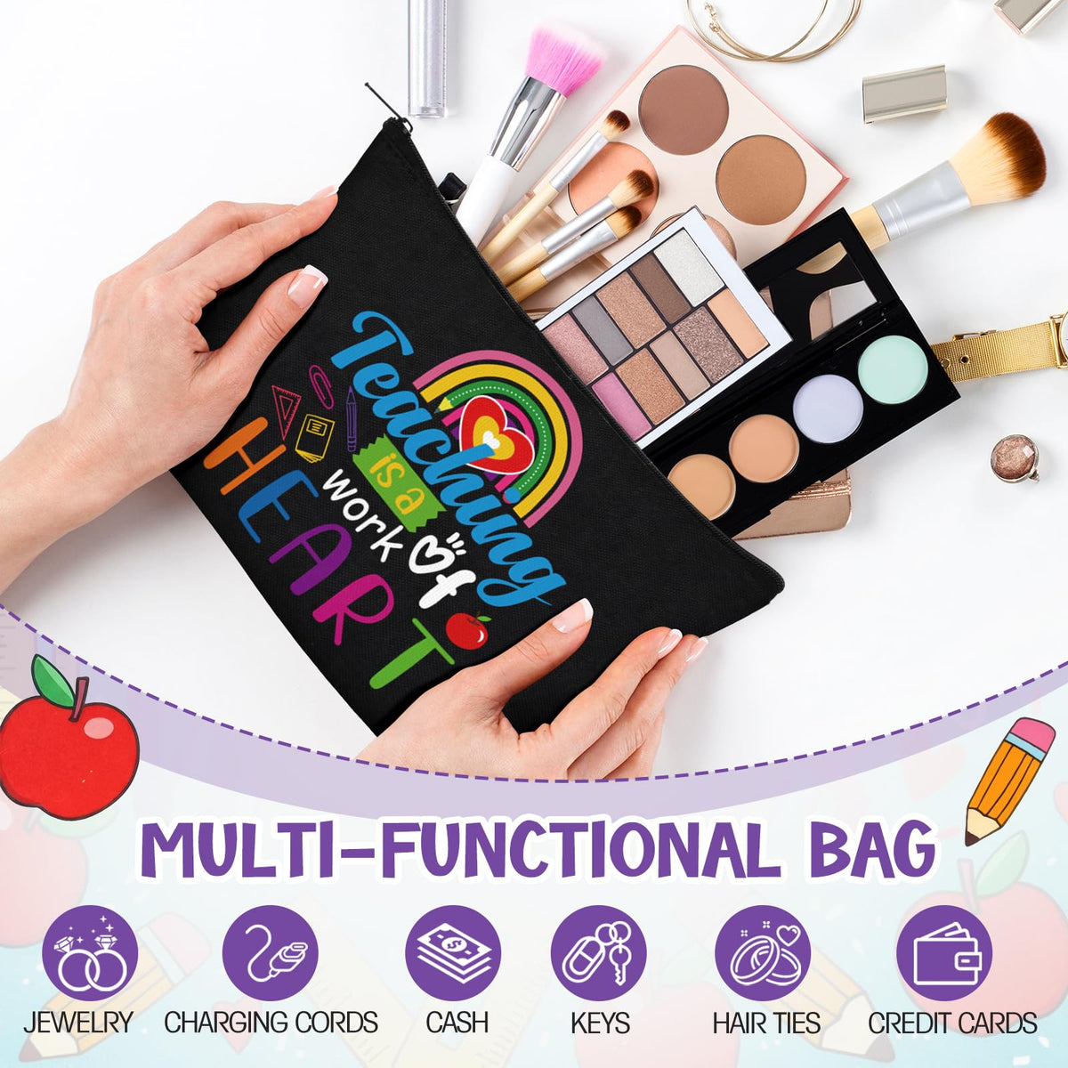 Abbylike pencil motif pouch, perfect for stationery and essentials.