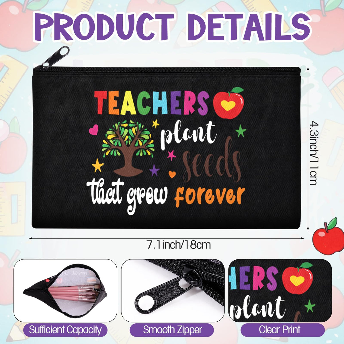 Abbylike pouch featuring rainbow pattern and inspirational words, great as a gift.