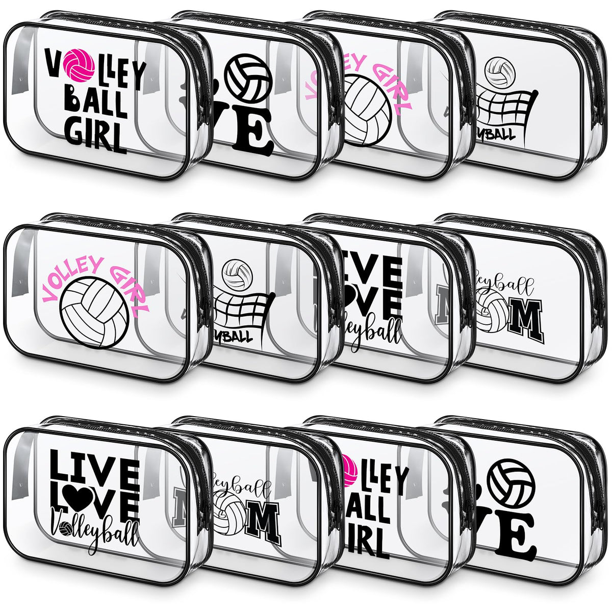 Abbylike volleyball theme cosmetic bag 12-pack ensemble for team gifts