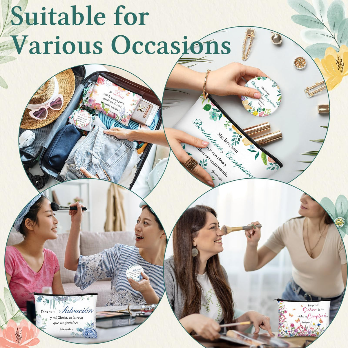 Abbylike canvas material offers durability and easy care for travel sets.