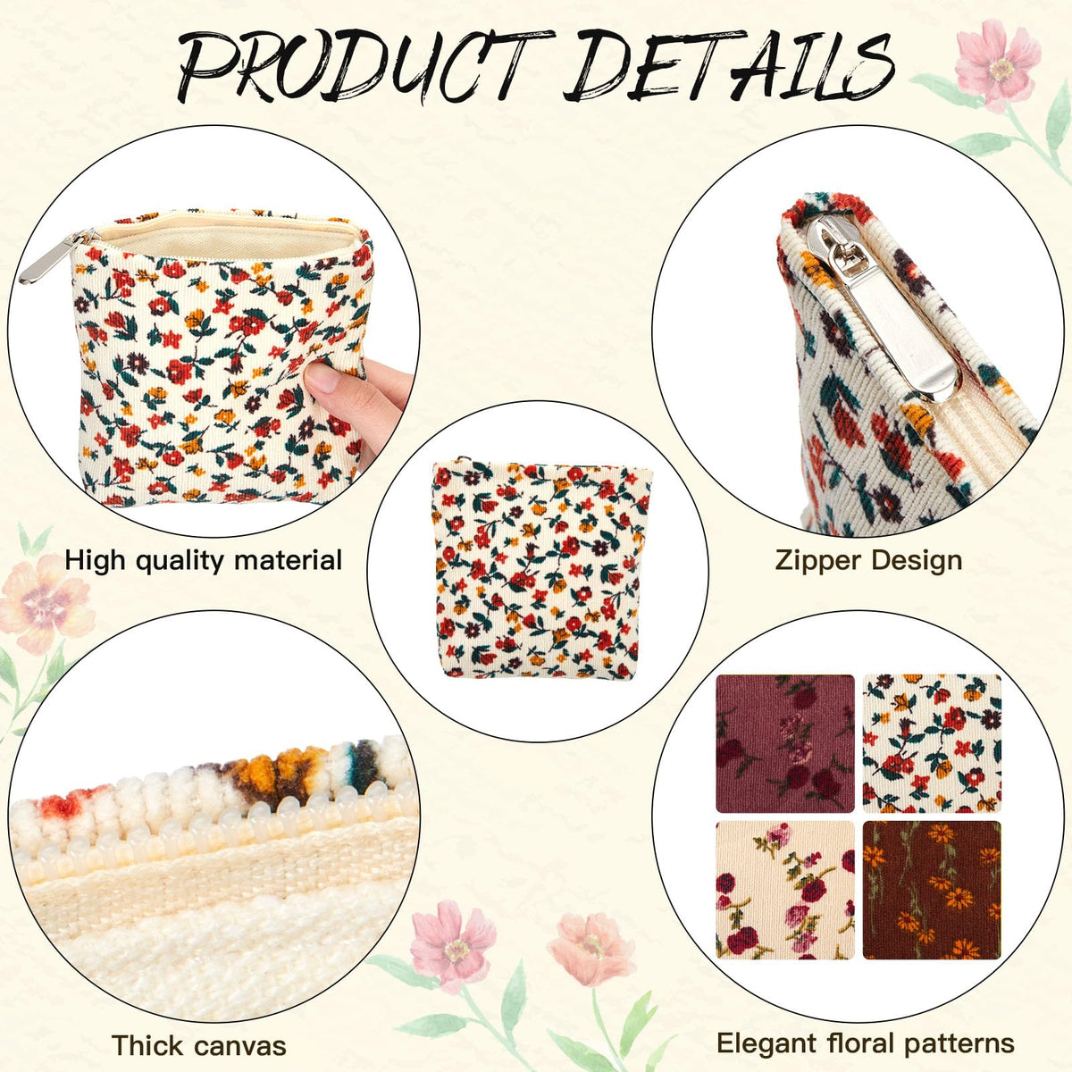 Abbylike zipper cosmetic pouch secures small items during travel.