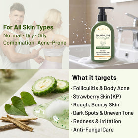 ABERA back acne care scene emphasizes targeted cleansing for problem areas