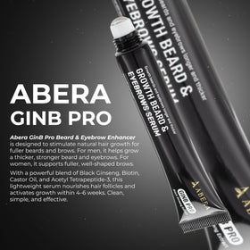 ABERA Ginb before-after style shot hints visible brow and beard improvements.