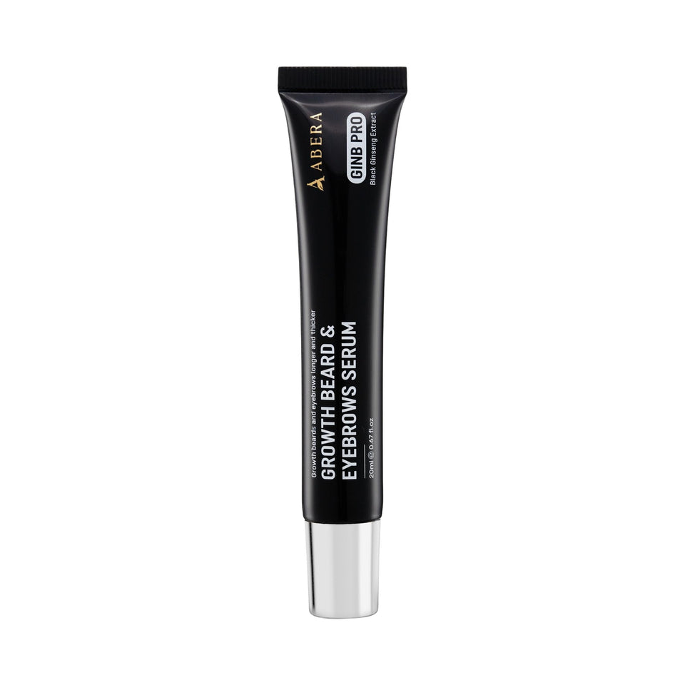 ABERA Ginb eyebrow growth serum bottle highlights easy at-home application for brows.