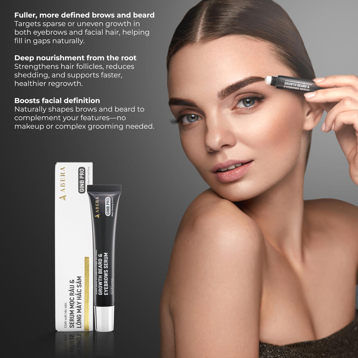 ABERA Ginb packaging photo emphasizes clean, gentle formula suitable for sensitive skin.