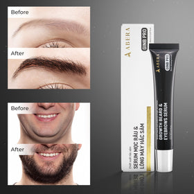ABERA Ginb precision applicator image shows targeted growth for brows and beard.