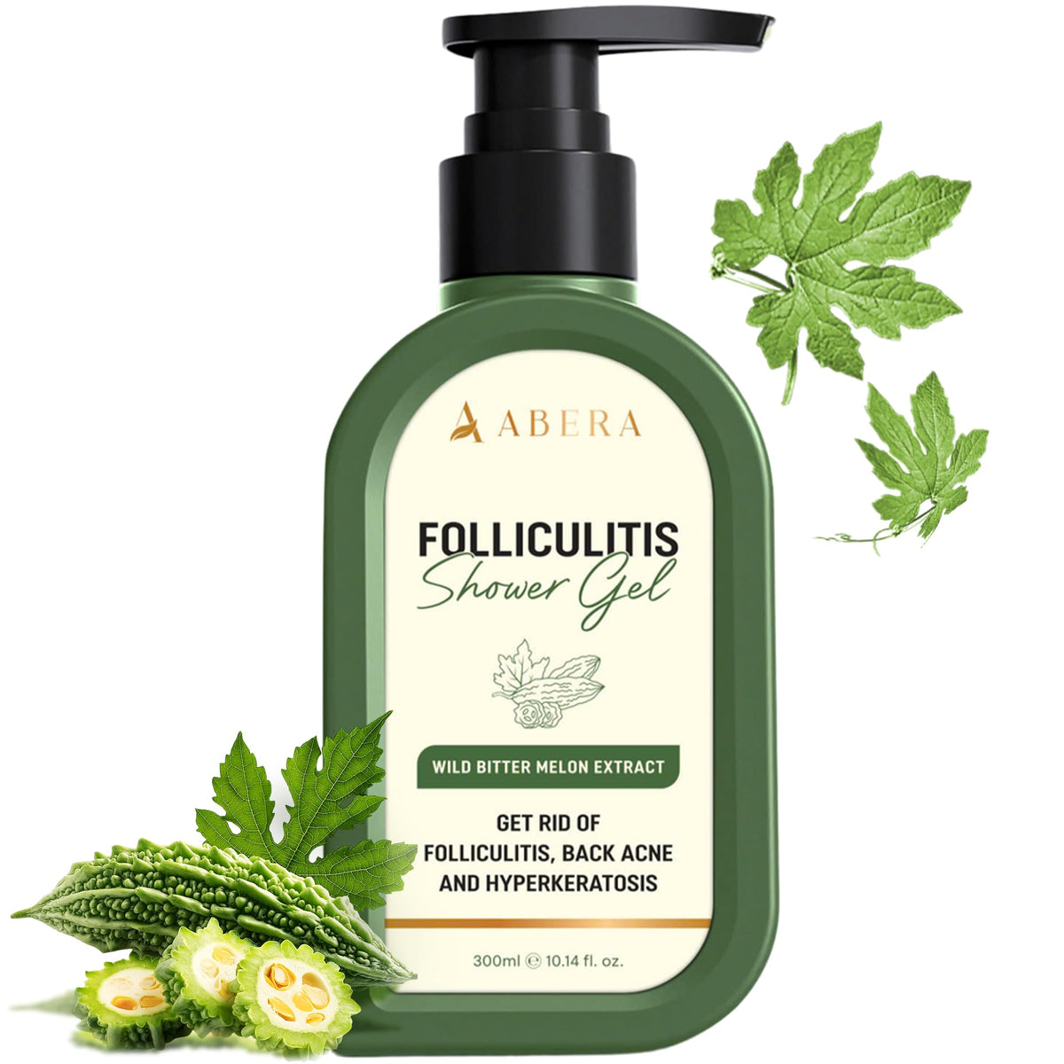 ABERA high-performance folliculitis body wash bottle front view for back acne support