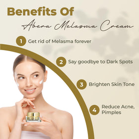 ABERA Melasma Cream swirl on skin highlighting creamy texture and brightening potential