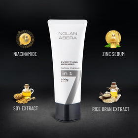 ABERA Nolan daily cleanser foam close-up highlights rich lather for cleansing