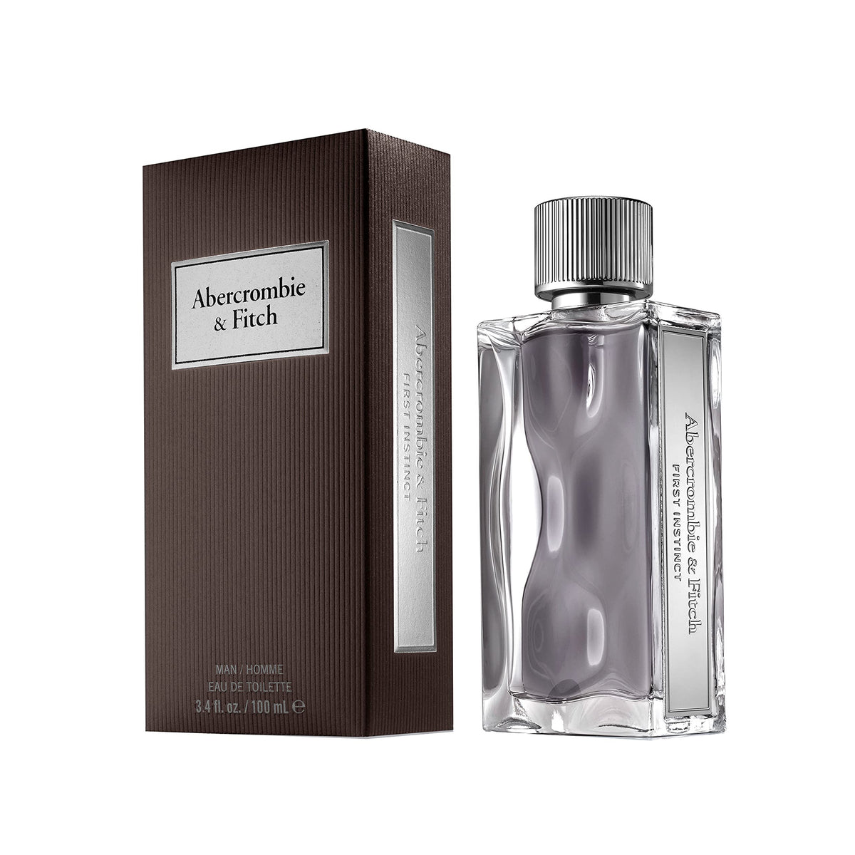 Abercrombie & Fitch First Instinct packaging close-up, premium presentation for gifting.