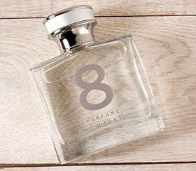 Abercrombie & Fitch 8 perfume cap detail, highlighting refined branding and luxury feel.