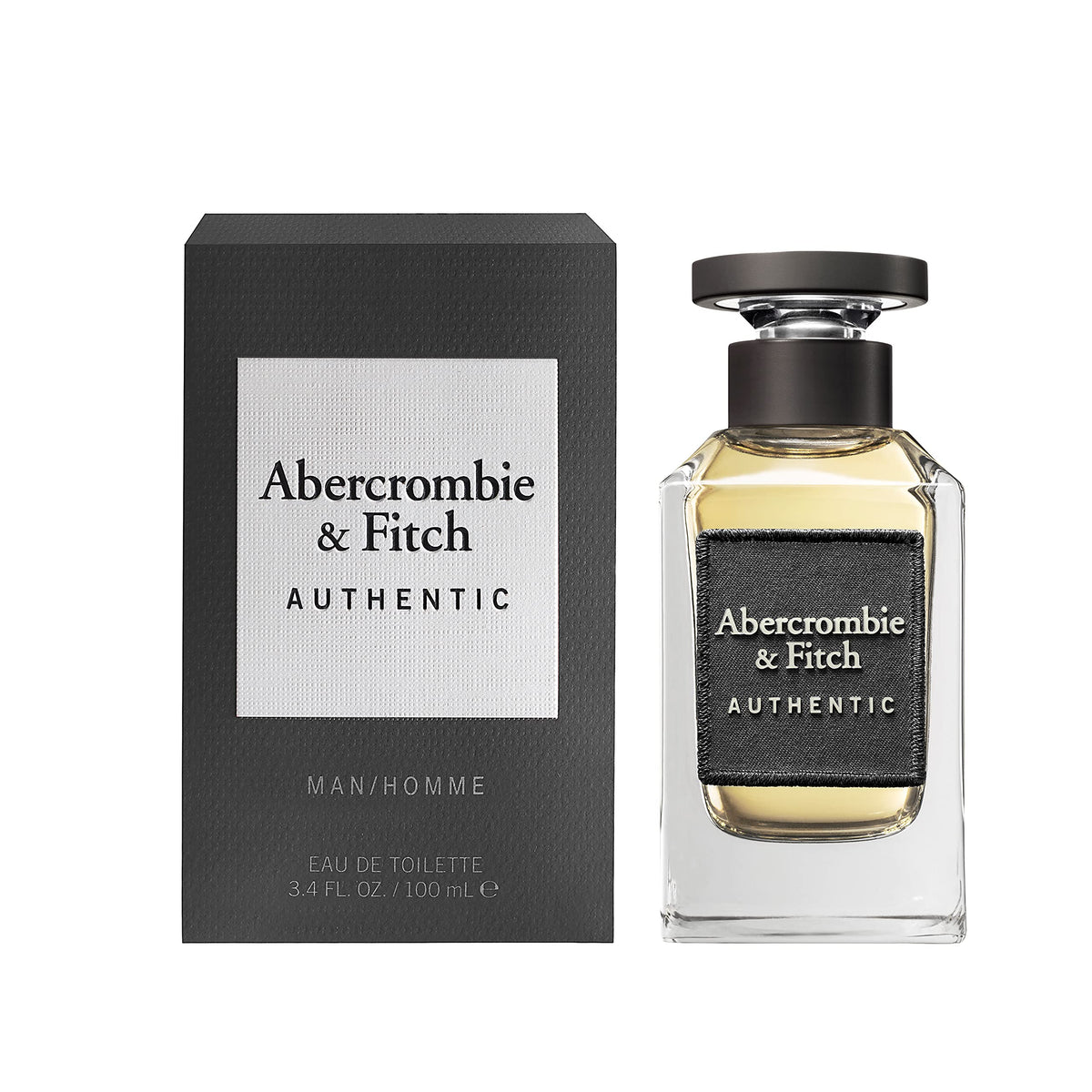 Abercrombie & Fitch Fitch Authentic Men EDT bottle angled showing premium packaging.