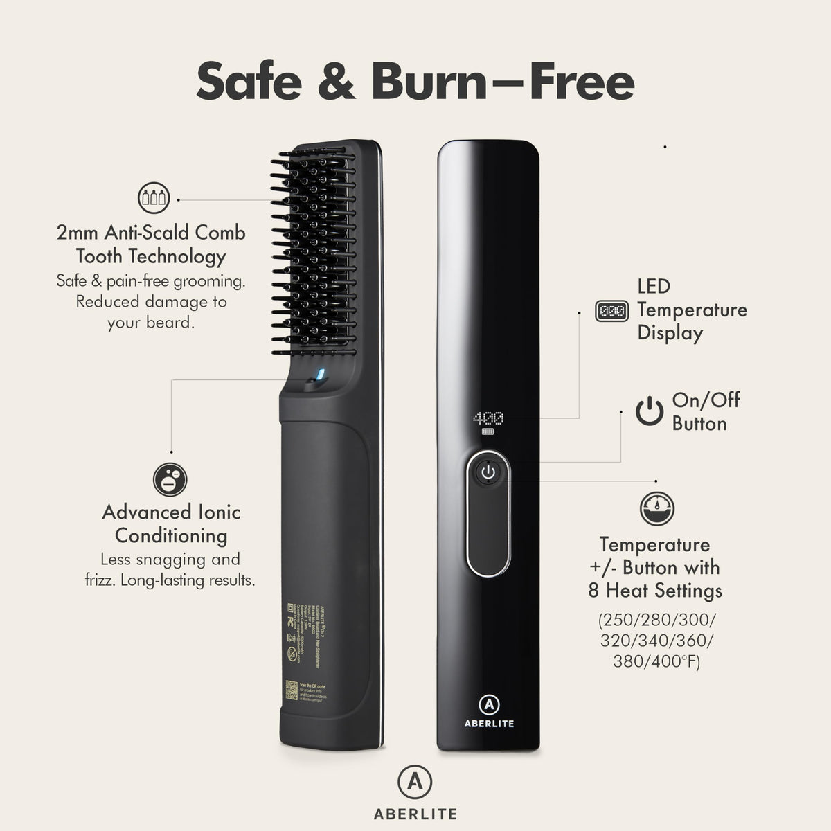 Go 2 anti-scald comb tooth technology enables gentle beard straightening