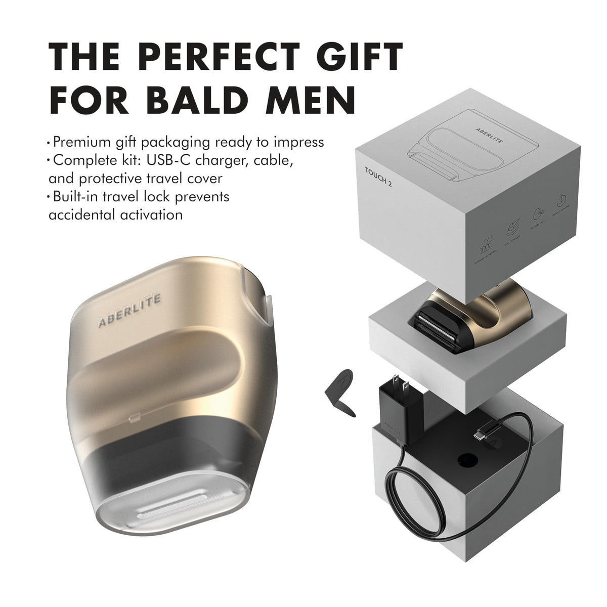 Aberlite Touch 2 ergonomic design reaches every angle of the head.