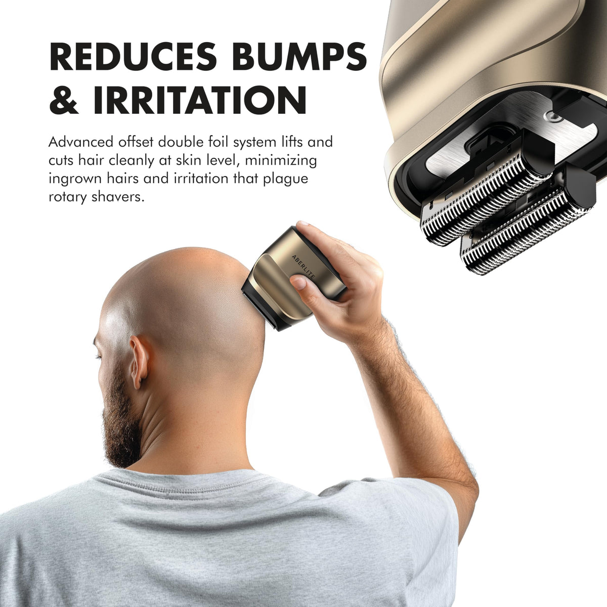 Aberlite Touch 2 waterproof IPX7 design for wet or dry shaving and quick cleaning.