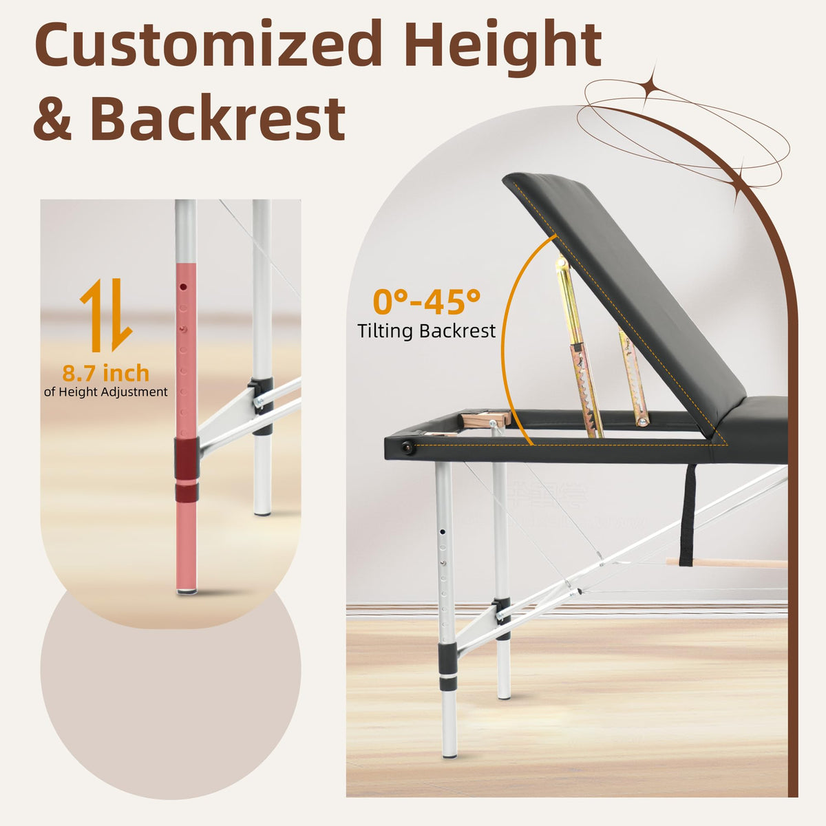 ABET massage table PVC leather surface is breathable and easy to clean