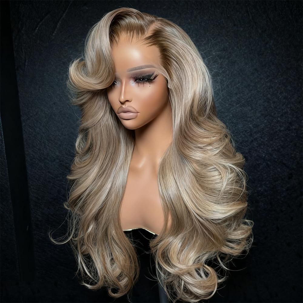 abgese Lace-front Wig 13x4 closeup shows seamless mesh and pre-plucked hairline.