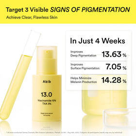 Back of Abib Bright Force Serum bottle with usage details