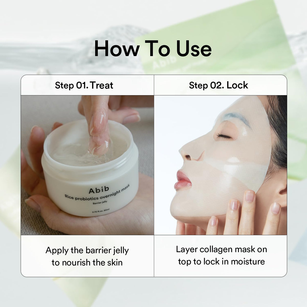 Abib Collagen Gel Mask includes hyaluronic acid for deep hydration.