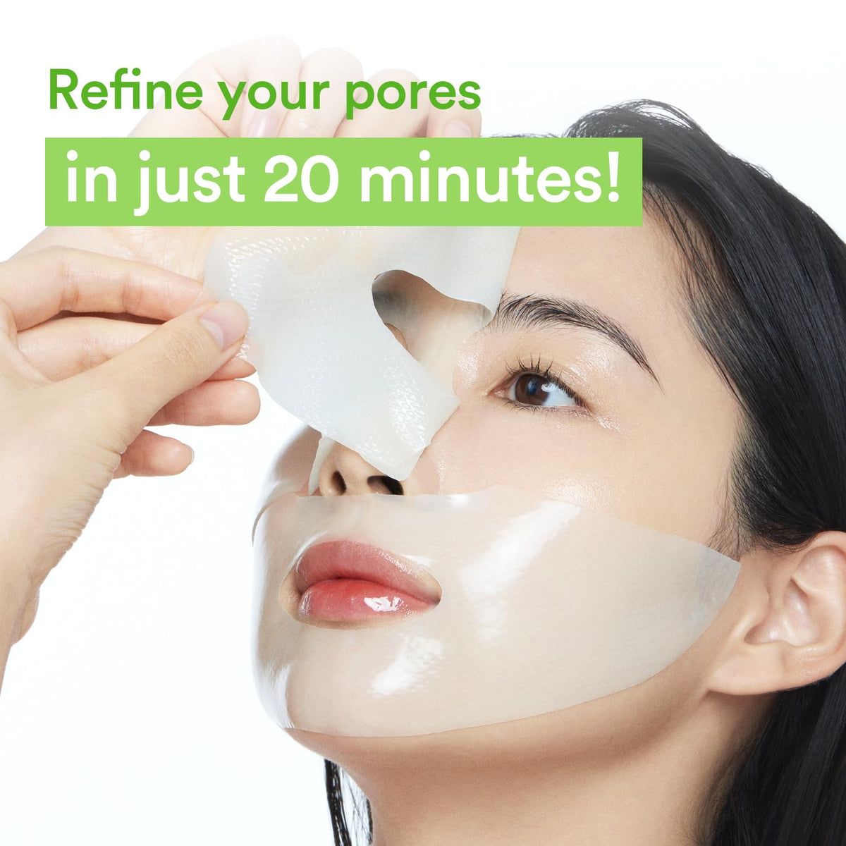 Abib Collagen Gel Mask hydrogel sheet being applied for cooling hydration.