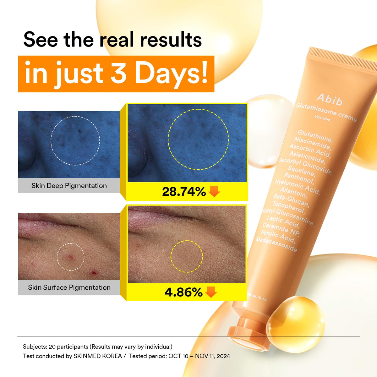 Abib Glutathiosome Cream Vita Tube application on hand for nourishment