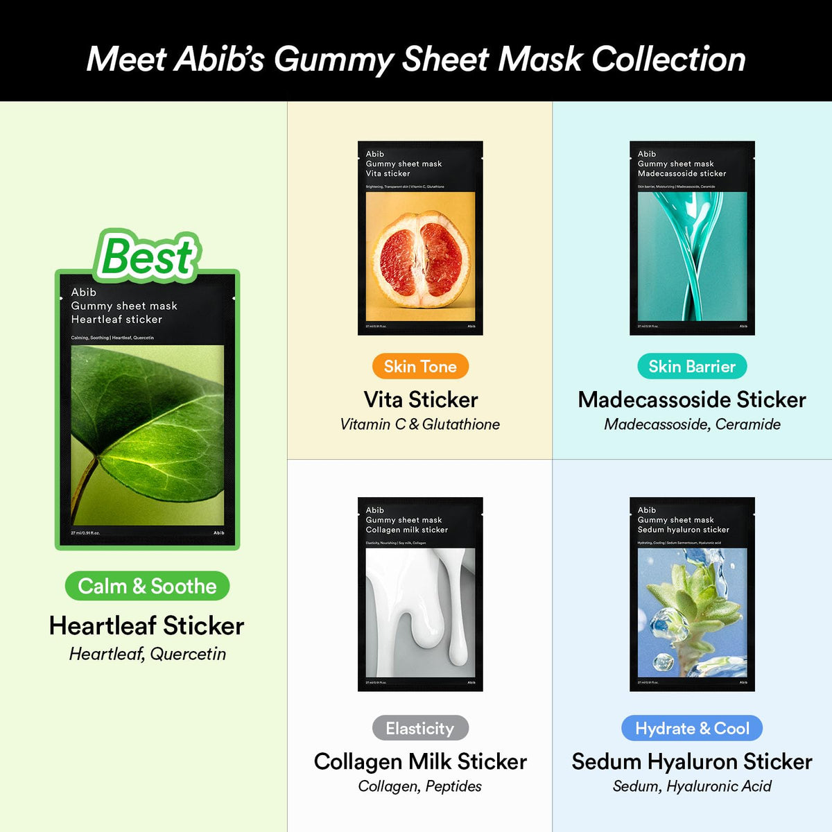 Abib Gummy Sheet Mask Milk Sticker featuring deep hydration from jelly essence.