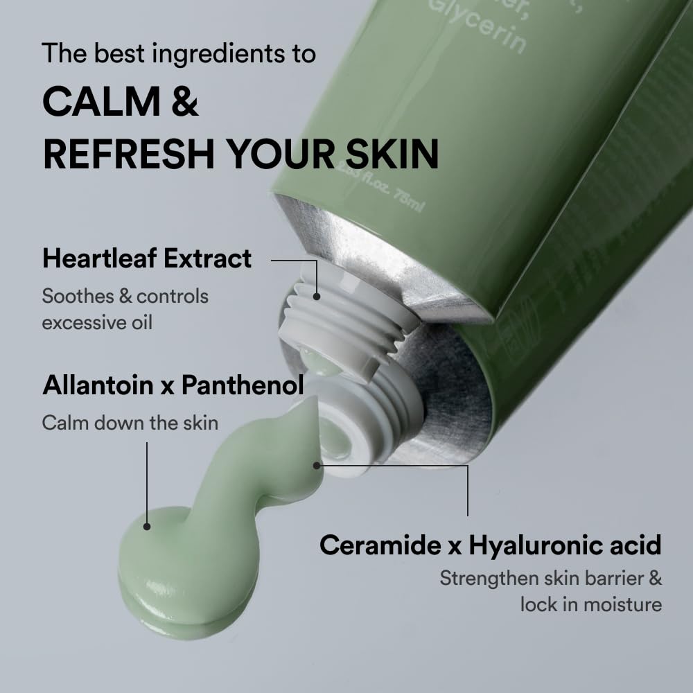 Applying Abib Heartleaf Cream during a calming skincare routine