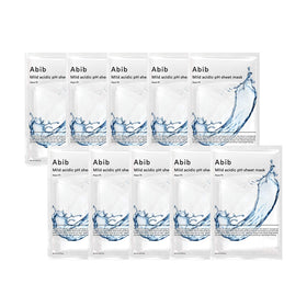Abib mild acidic pH sheet mask in-pack shows soothing, hydrating treatment for dry skin.
