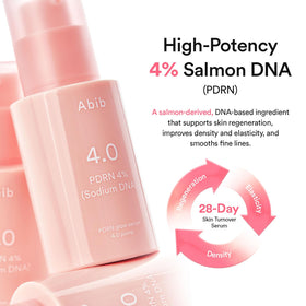 Abib PDRN Glow Serum radiance close-up suggests enhanced skin glow.