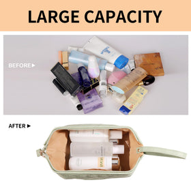 Abiudeng multi-compartment cosmetic bag ideal for daily use and trips.