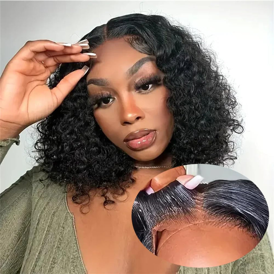 Ablvari bob wig with water-wave closure 4x4 for natural blend and easy wear.