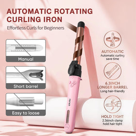 ABNER automatic curling wand in action for quick, effortless curls.