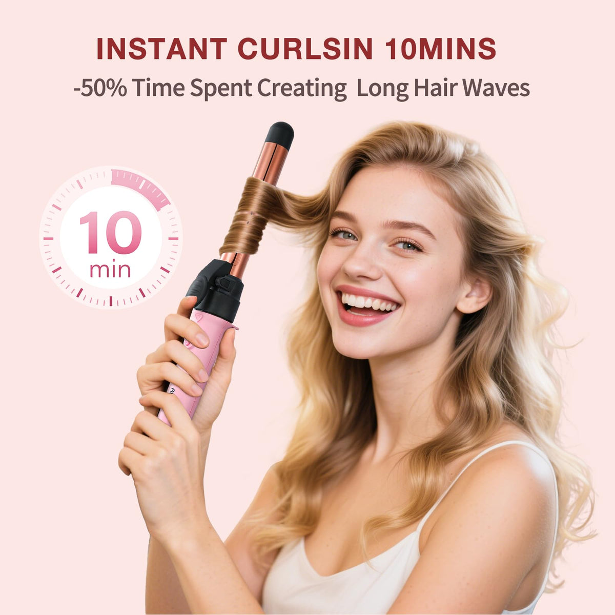 ABNER 1-inch barrel creating classic beach waves on long hair.