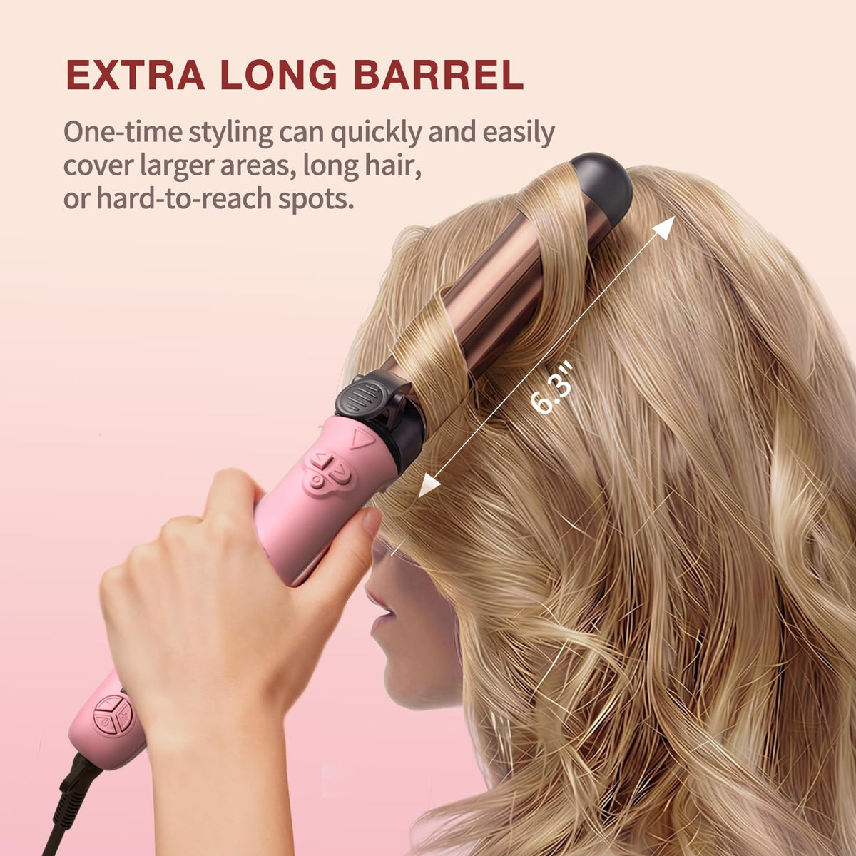 ABNER long-hair friendly design ensures even curls from roots to ends.
