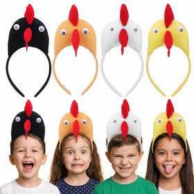 ABOOFAN chicken headband 4-pack front view for playful party photos