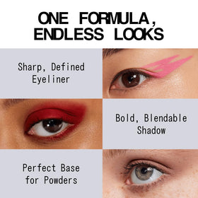 about-face Matte Fluid Eye Paint White Noise on-eyelid application delivers a smooth, matte finish.