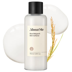 About Me Rice Makgeolli Skin Softener bottle front view highlights hydration from fermentation
